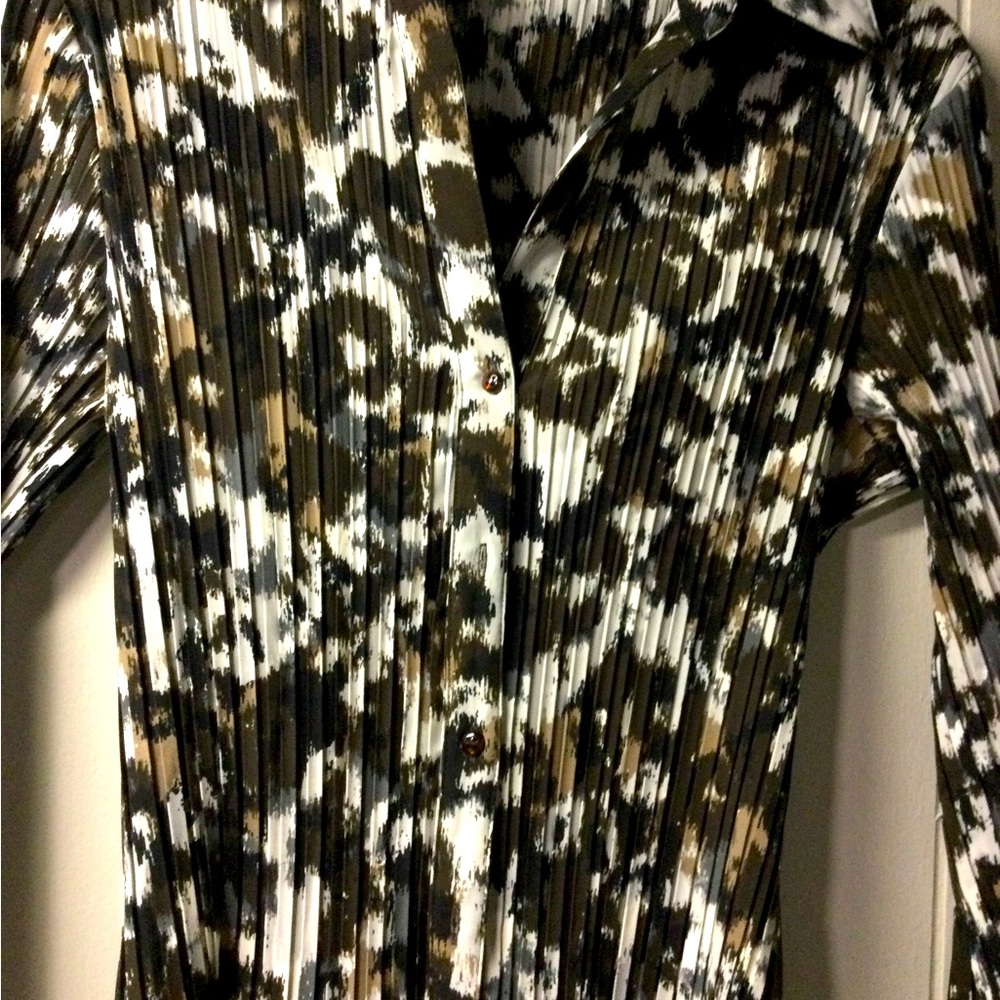 Apt 9 Long Sleeved Button Down, Brown,White And B… - image 2